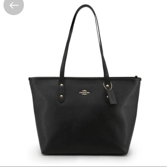 Coach Handbags - Black Coach Tote Hand Bag with Gold Emblem